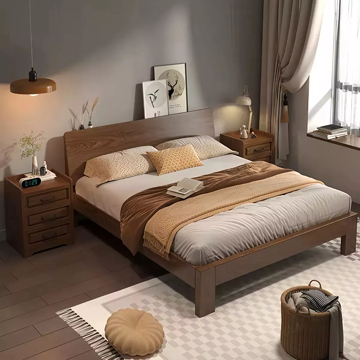 Mesita De Noche Mesa Auxiliar La Cama Moderna Con 3 Cajones