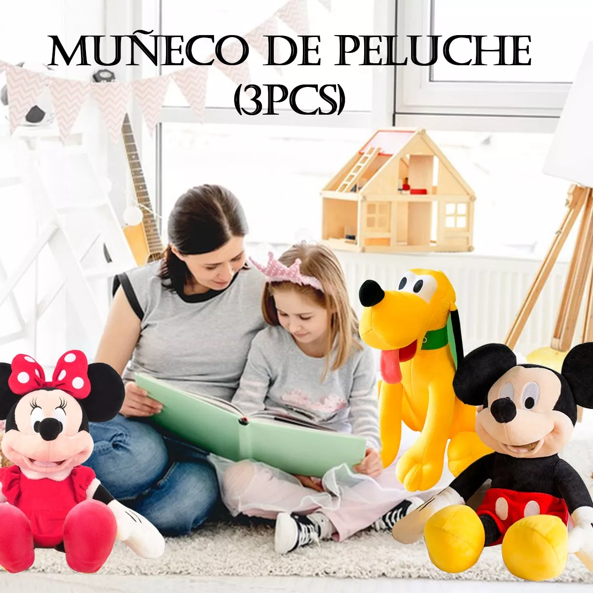 Peluche Mickey Mouse Minnie Mouse Rosa Y Brutus 3 Piezas