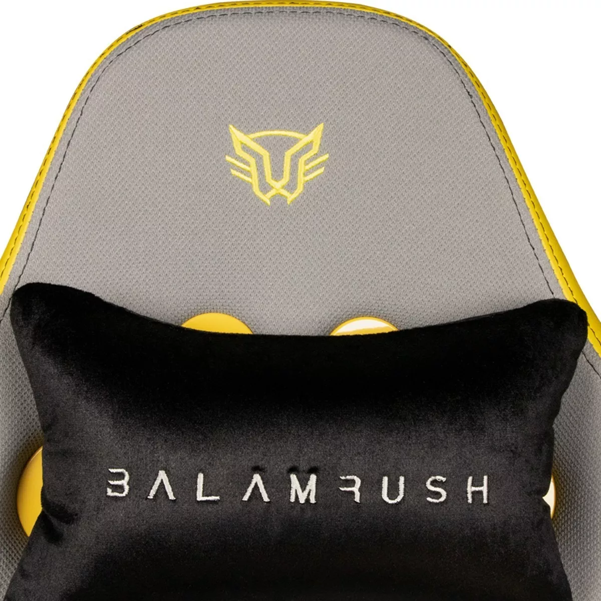 Silla de escritorio Balam Rush Thunder Comp gamer ergonómica  gris y amarilla y negra con tapizado de tela