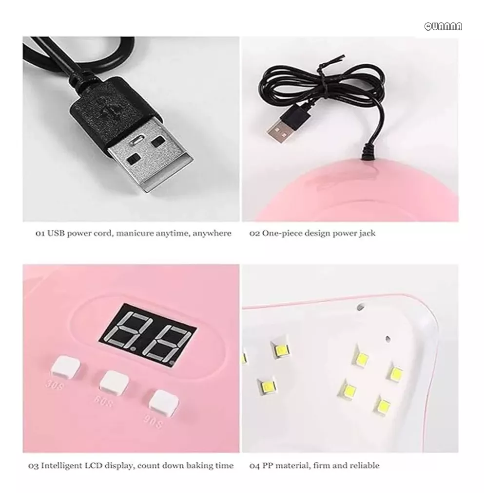 Kit De Uñas Lámpara Quanna Led Con Lámpara Uv Portátil mini Juego De Herramientas De Manicura Juego De Arte De Uñas Taladro Eléctrico Para Uñas 54w18