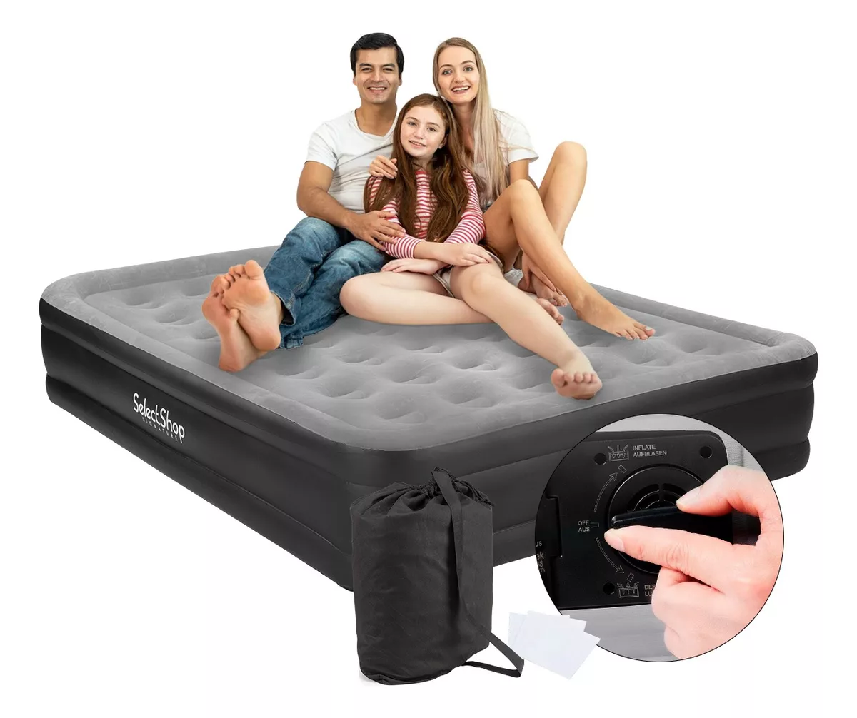Colchón Inflable Queen Size + Bomba Inflable Cama Resistente