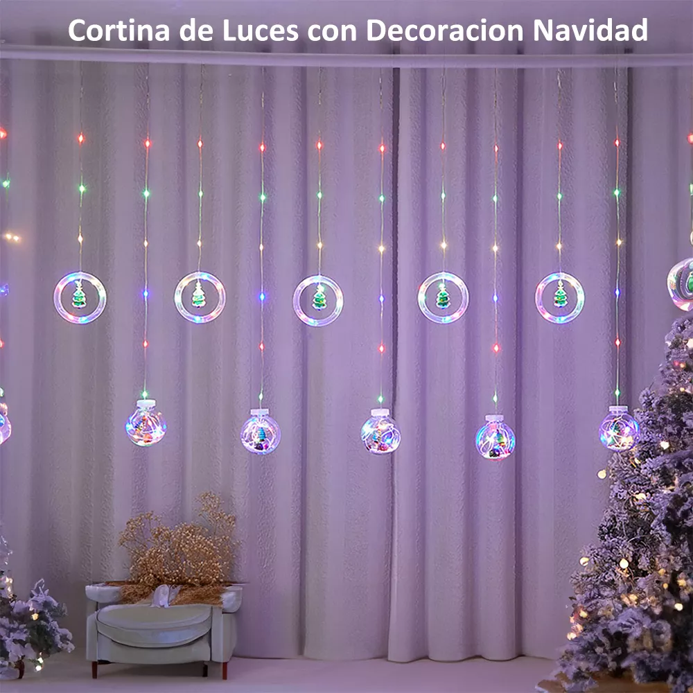 Serie De Luces Navideñas Led Cm-top Cascada De Esfera Decoración 3m 8 Modos Rgb Impermeable Y Resistente 10 Luces Blancas Colgantes