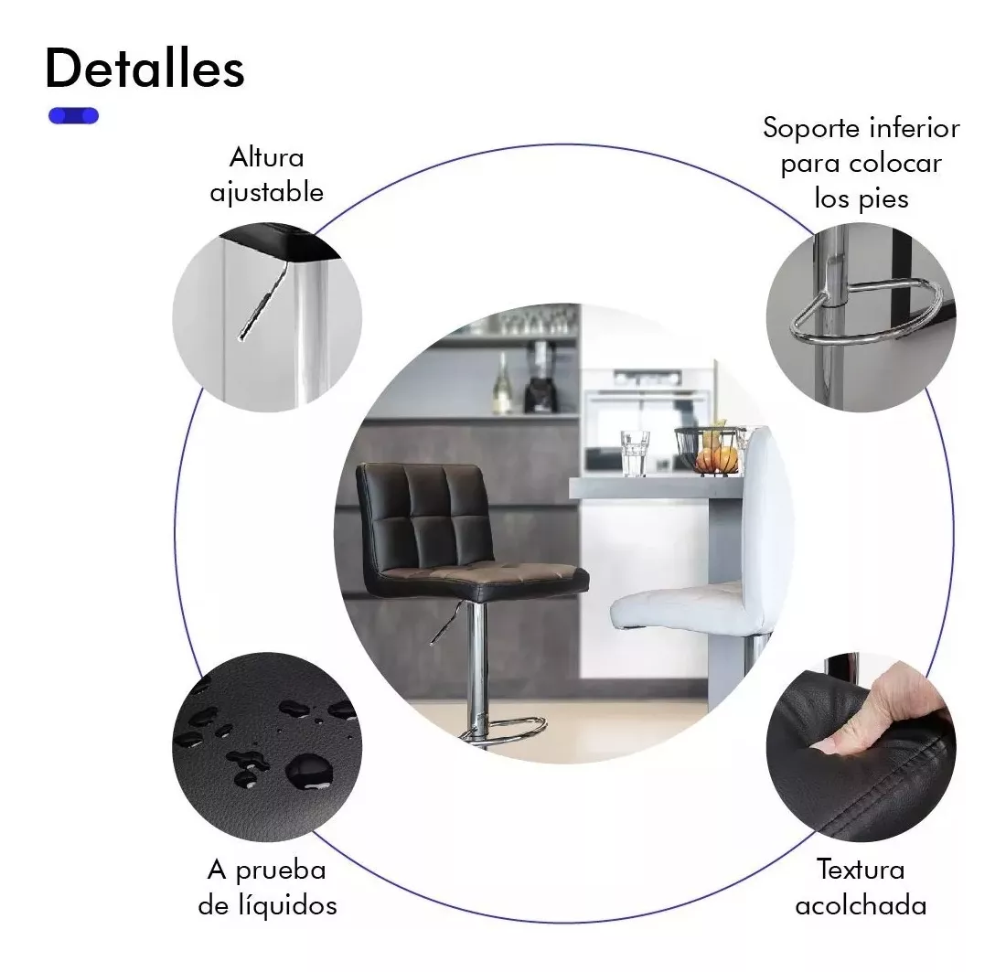 Set 2 Bancos Altos Cocina Barra Desayunador Bar Ajustable
