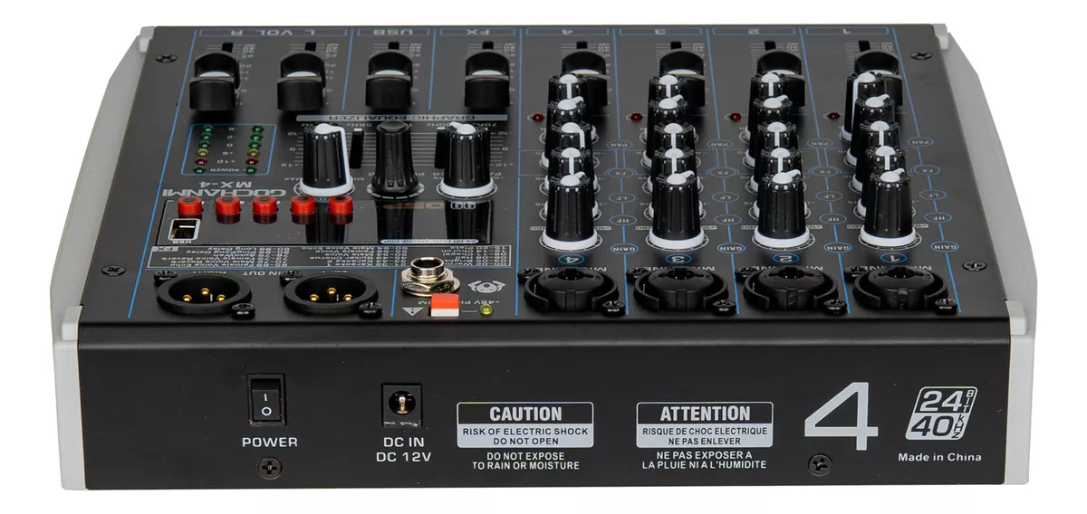 Mezcladora Audio Gc Mx4 Profesional 4 Canales 99 Efectos Dsp
