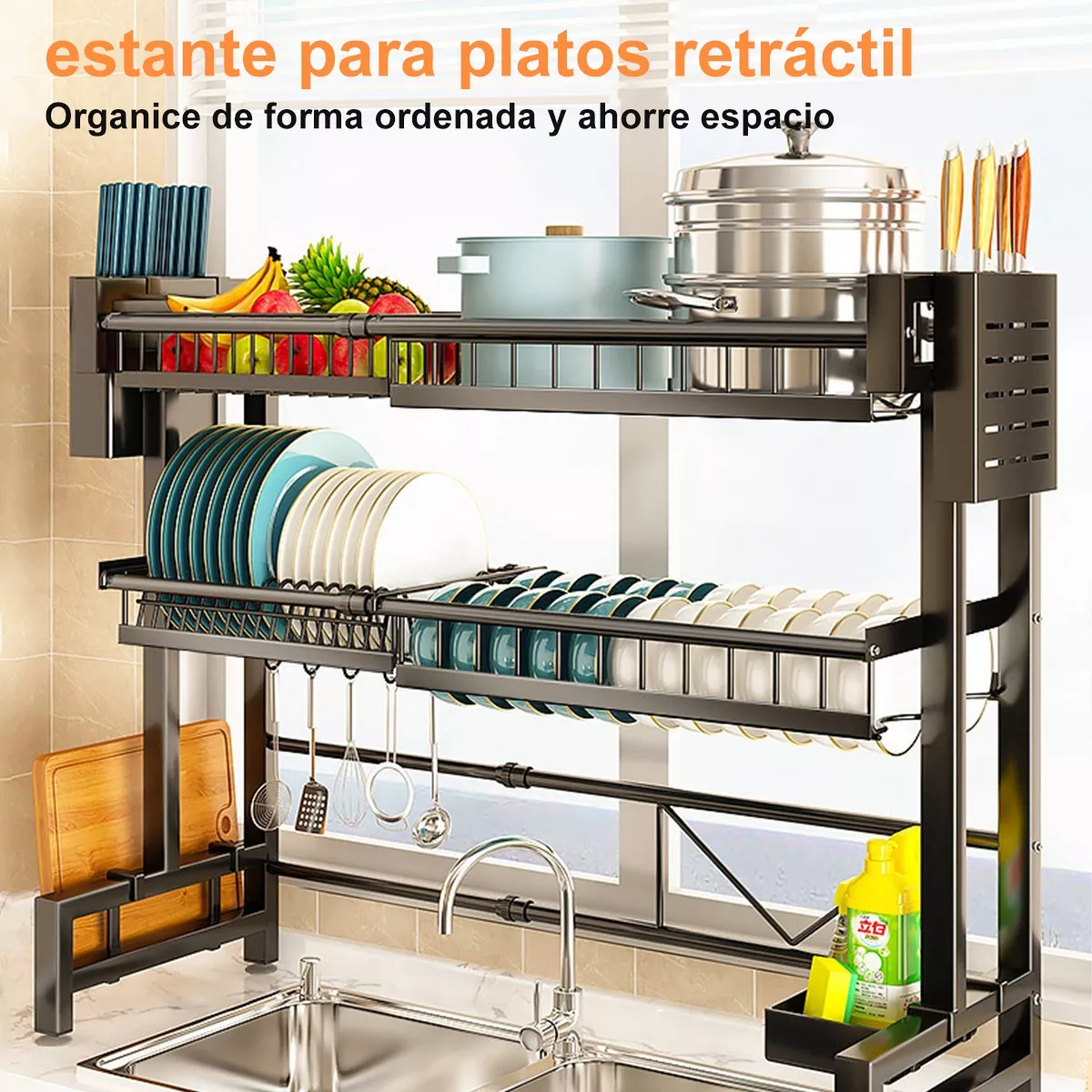 Escurridores Trastes Fregadero De Cocina Ajustable 2 Capas