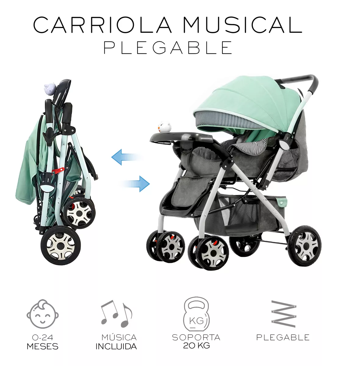 Carriola Plegable Para Bebé Reversible Reclinable Nube