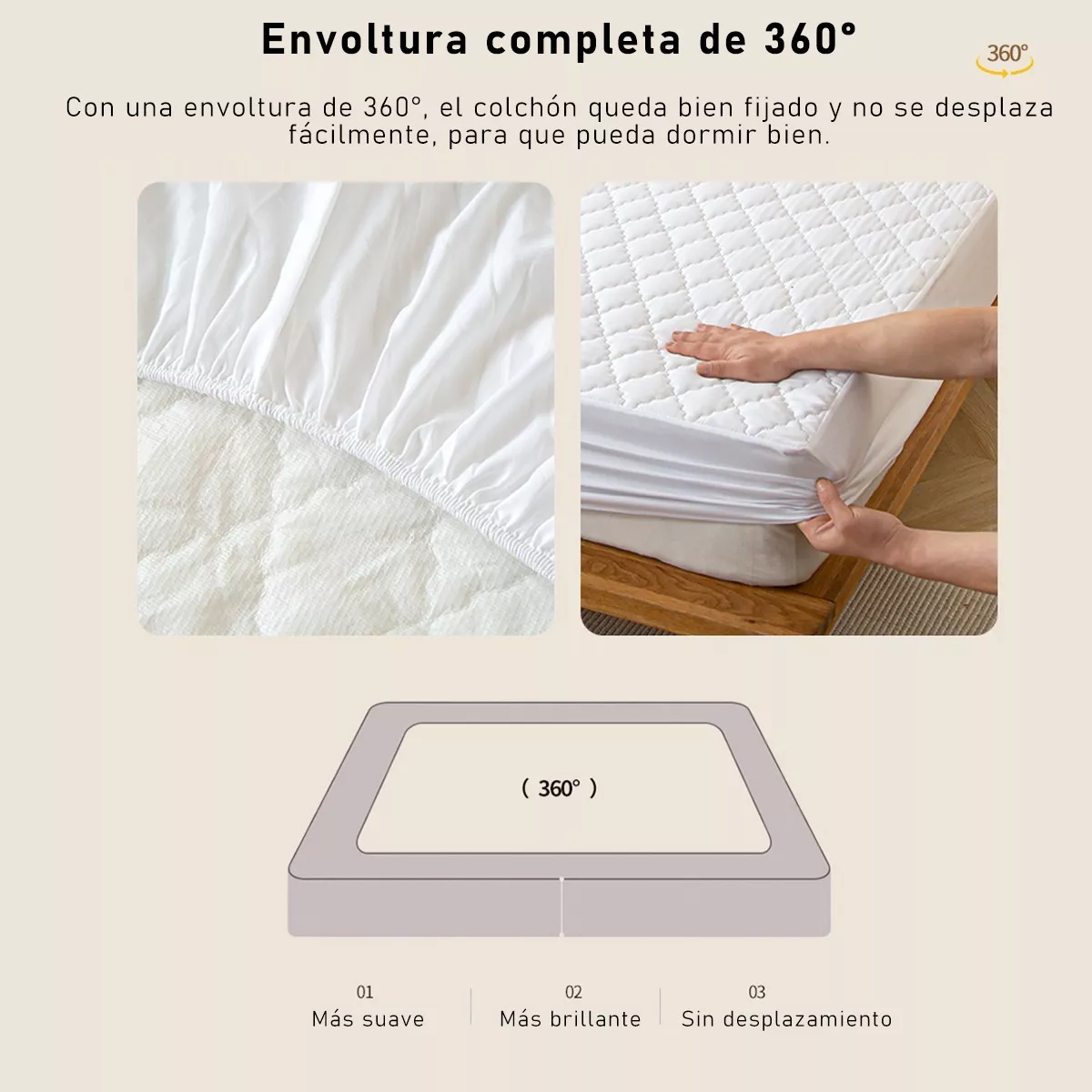 Protector Cubre Colchón Impermeable Matrimonial 3 Pisos King