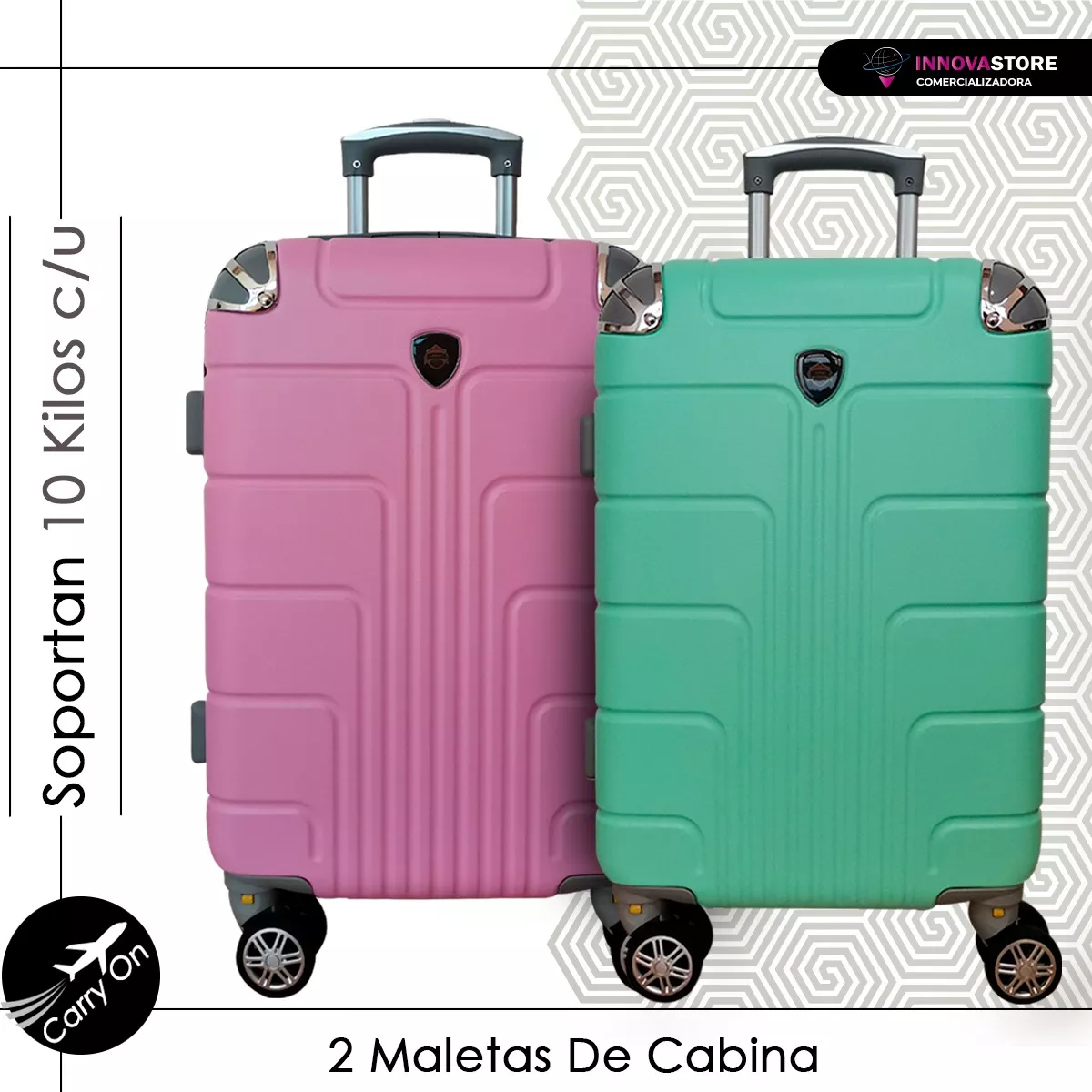 Kit Viaje Maletas Avión 2pz 10kilos Ruedas 360 Set 20+20 Pul