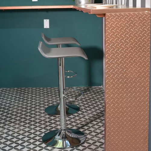 2 Bancos Altos Gris Barra Cocina Bar Cantina Cafeteria Antro Acabado de la estructura Cromado