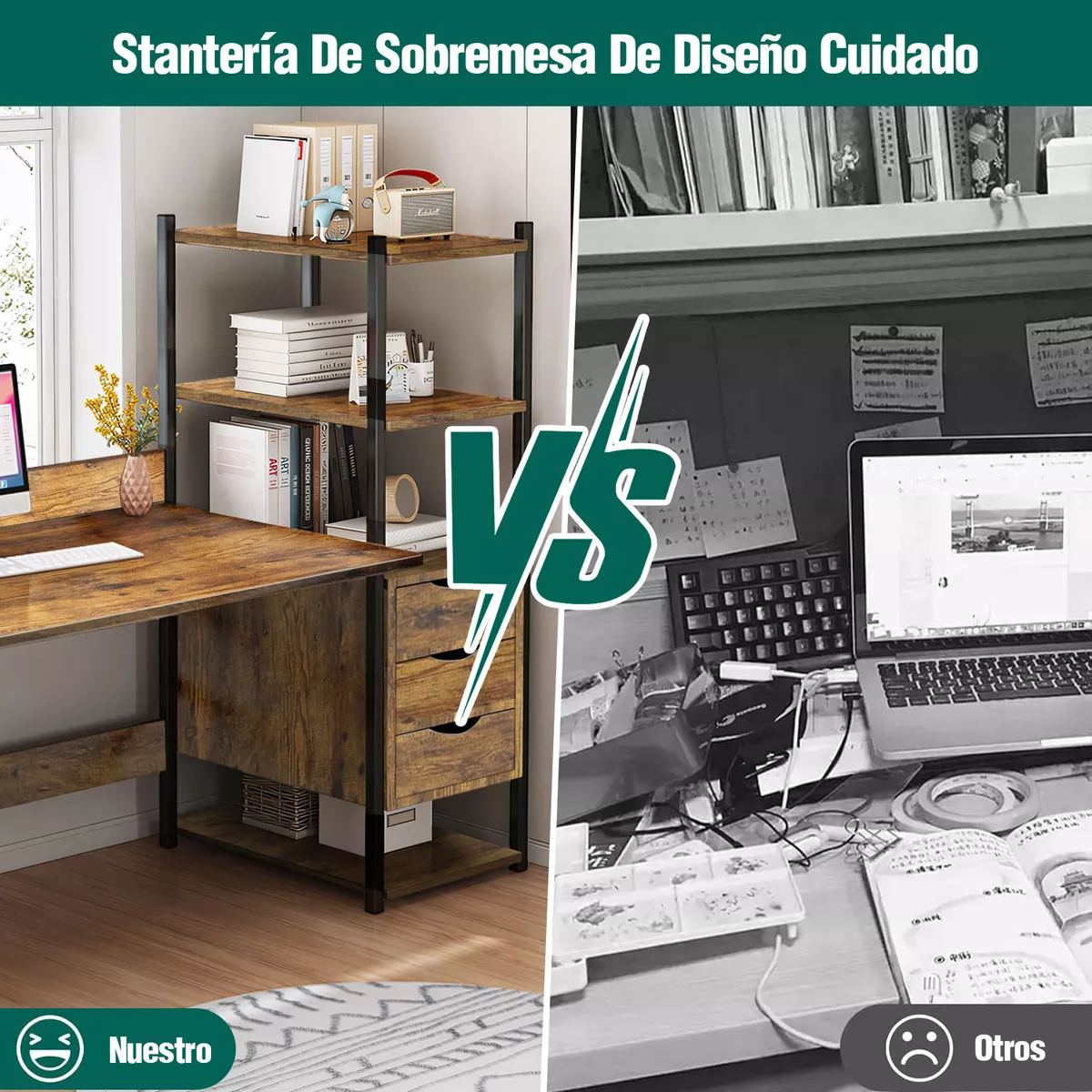 Muebles Escritorio Mesa Madera Para Computadora 1.4m+3 Cajon