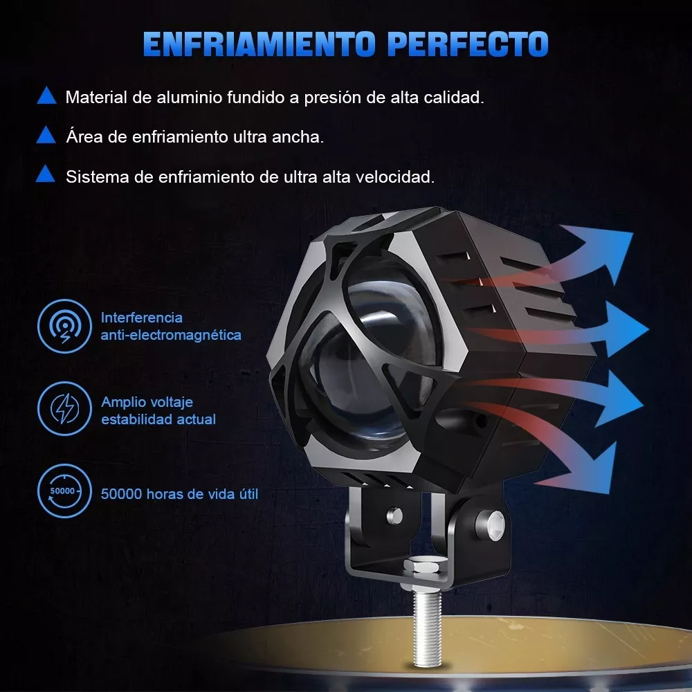 2pcs Faros Auxiliares Lupa 120w Para Auto Moto Con Estrobo