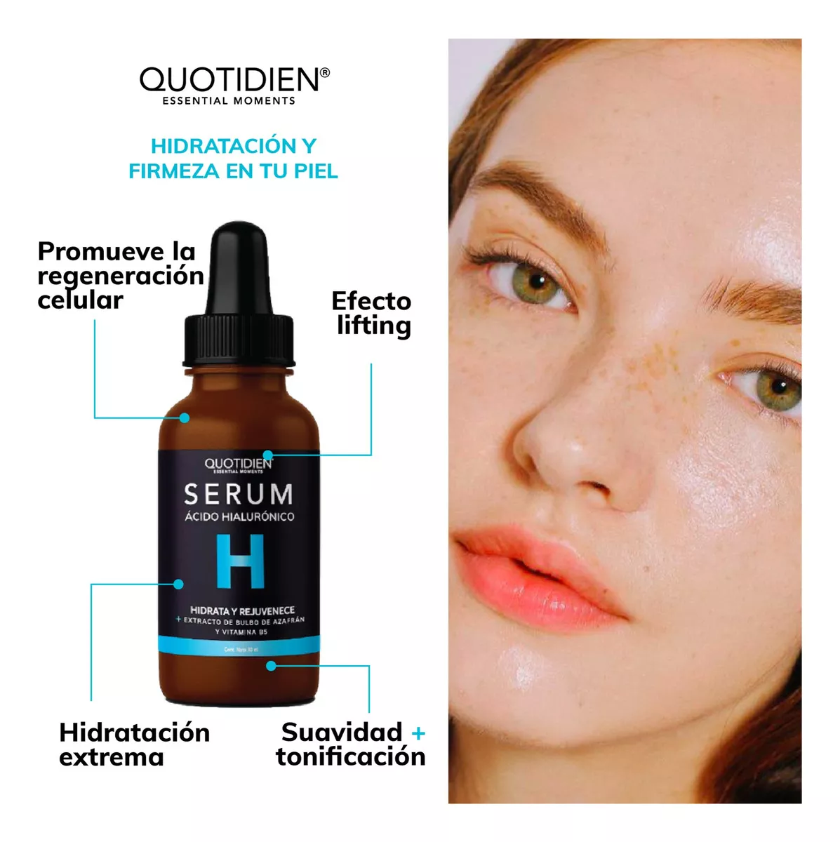 Kit Limpiador Facial + Tonico Facial + Serum Vitamina C + Suero Acido Hialuronico + Serum Niacinamida + Suero Ácido Glicolico + Gel Contorno De Ojos Quotidien Kit Hidratacion Facial - Paquete