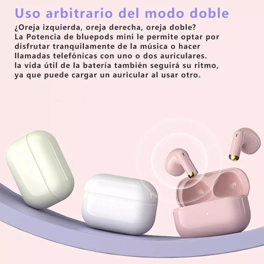 Auricular in-ear gamer inalámbrico Fitpolo Bluepods Mini 1 rosa con luz LED