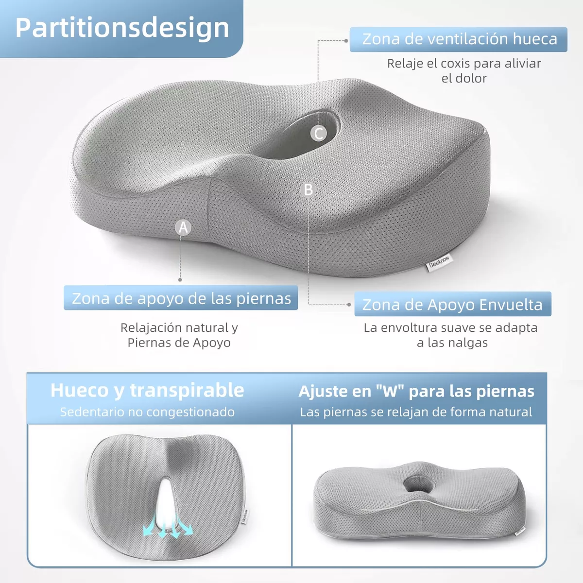 Cojín Del Asiento Y Almohada De Soporte Lumbar Para Espalda