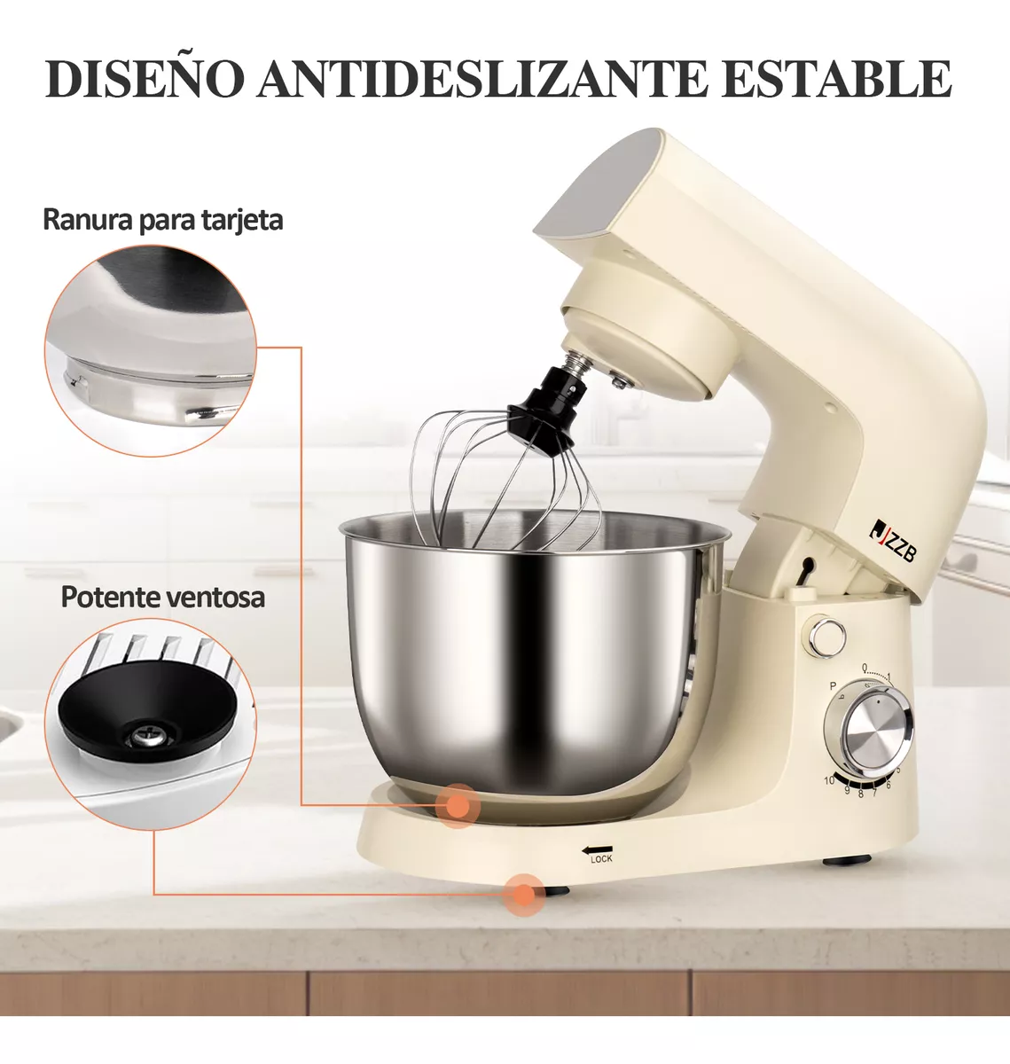 Jzzb 1500w Batidora De 10 Velocidades Bowl De Acero 5 Lts