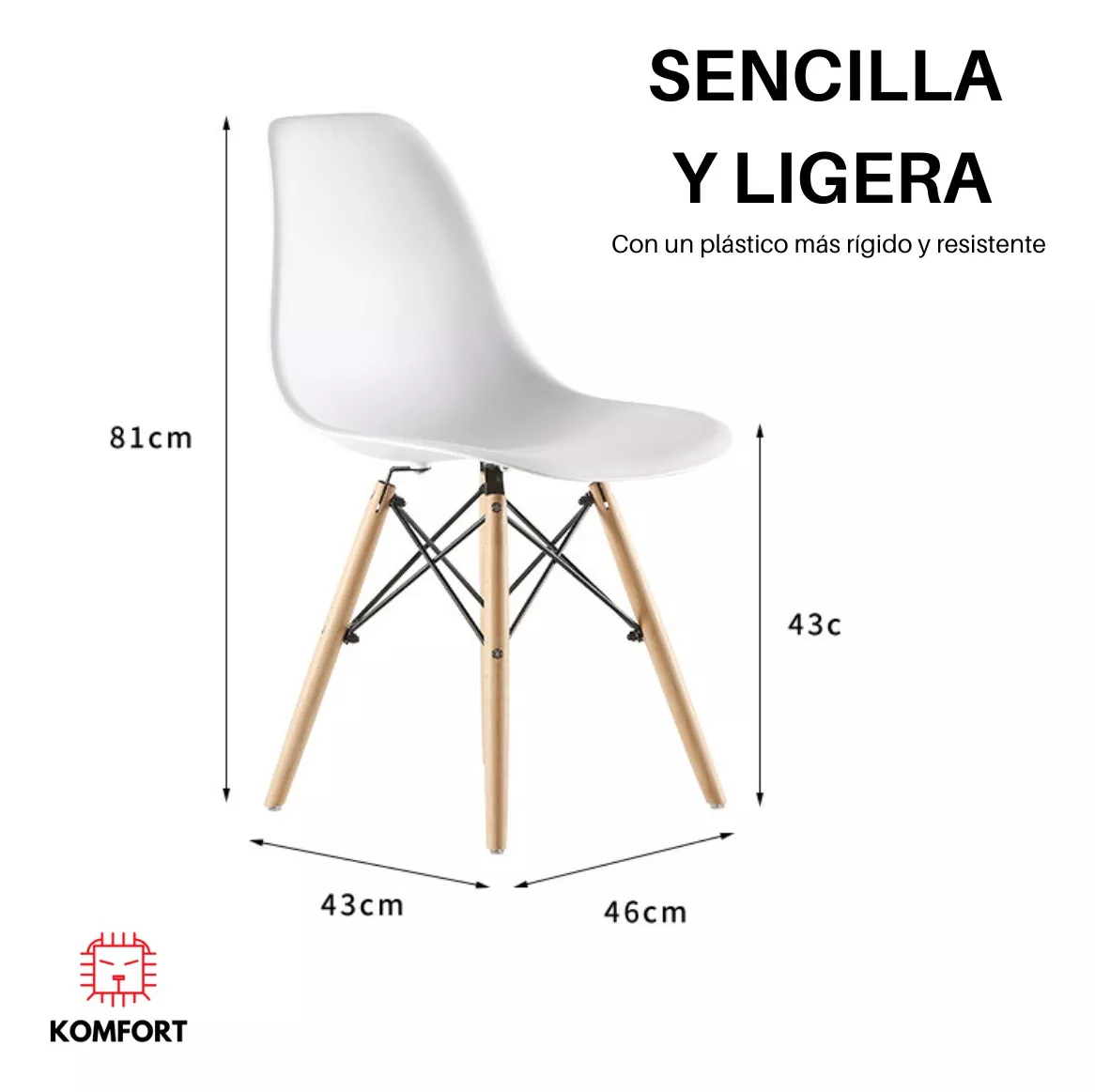 Set De 6 Sillas Estilo Eames Comedor Moderna Komfort
