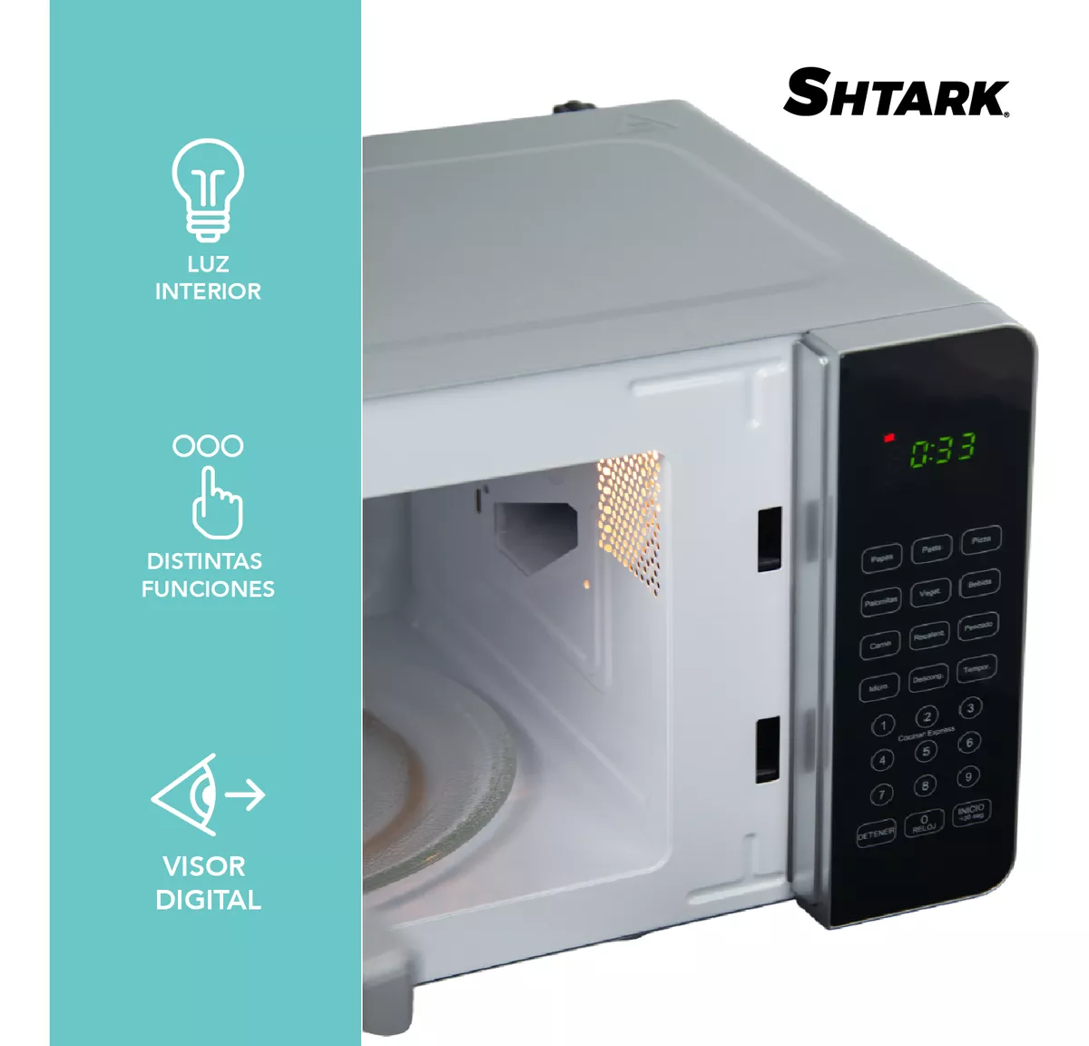 Horno De Microondas 7 Pies 20 Lts Acero Inox Espejo 120v