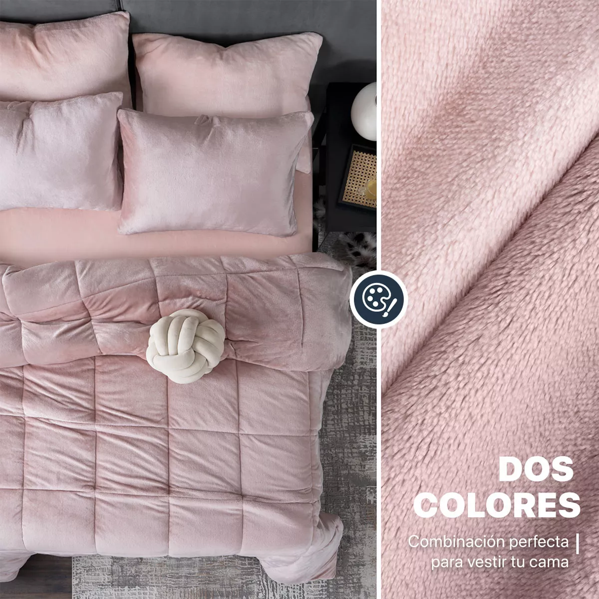 Set Edredón Invernal Matrimonial Esquimal + Fundas De Almohada + Sábana De Cajón, Rosa-rosa Claro