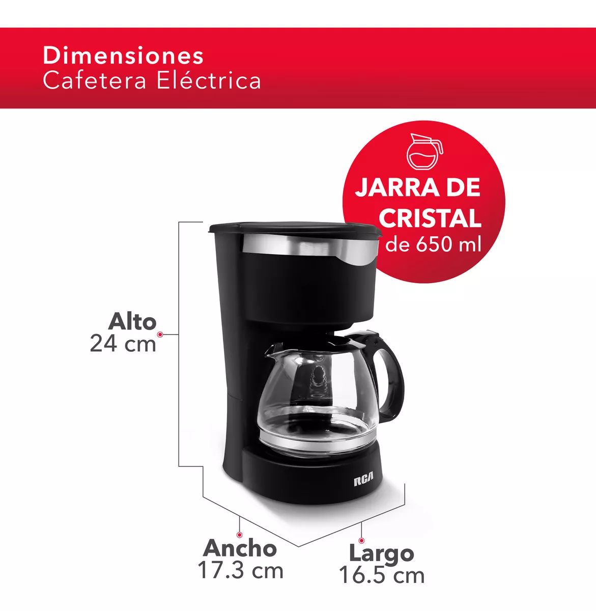 Rca Cafetera Eléctrica Con Jarra De Cristal Rc-caf1 Color Negro