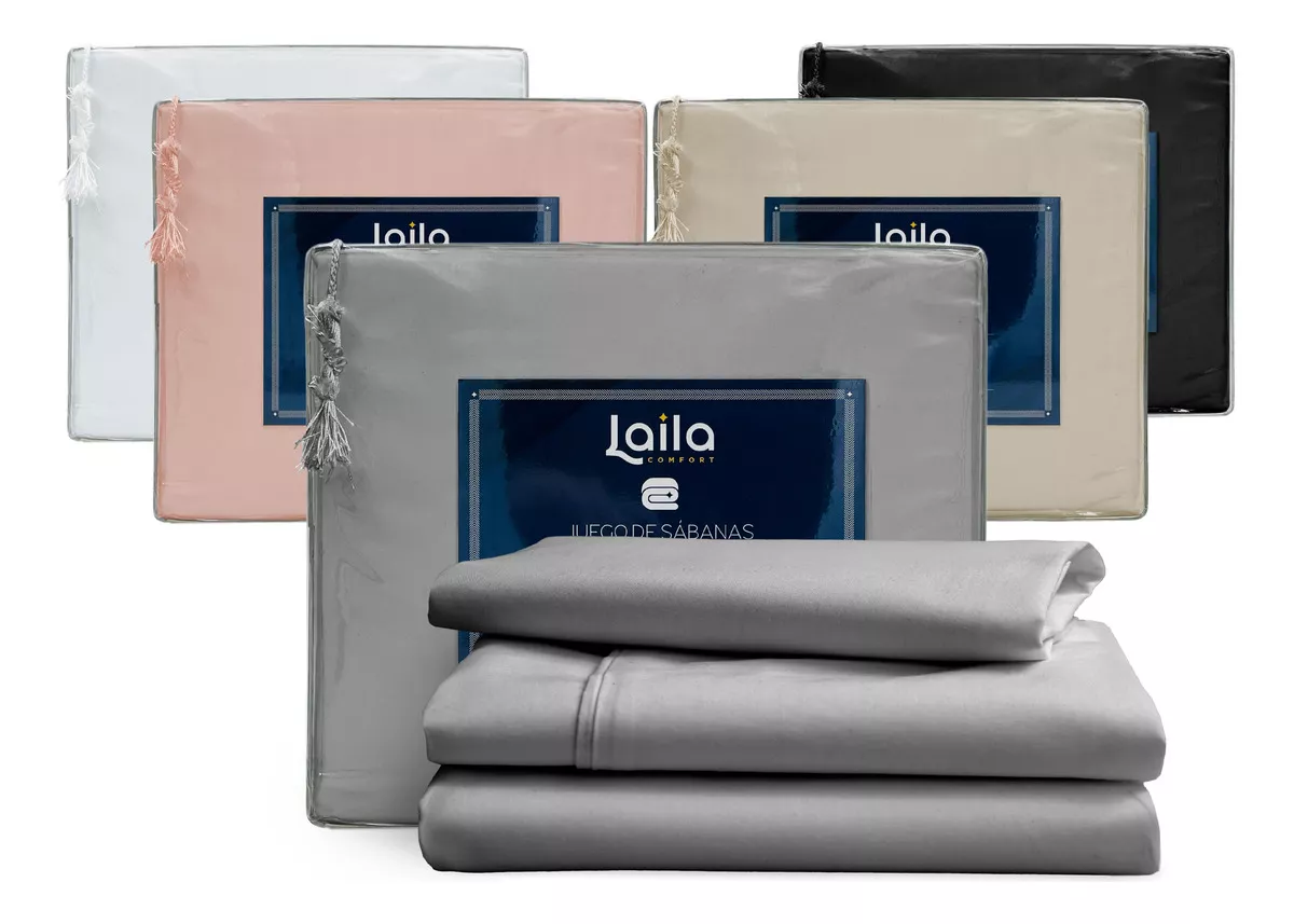 Sabana Matrimonial Dreamon , Premium Tacto Egipcio, Laila Color Negro Diseño de la tela Liso