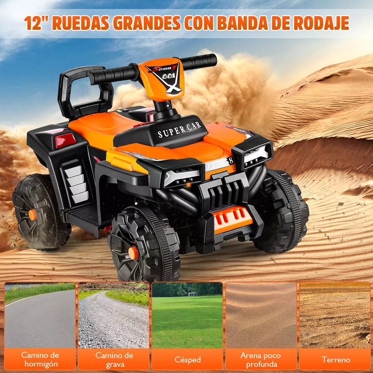 Carro Eléctrico Montable Para Niños Con Luz Led 12v Atv Moto