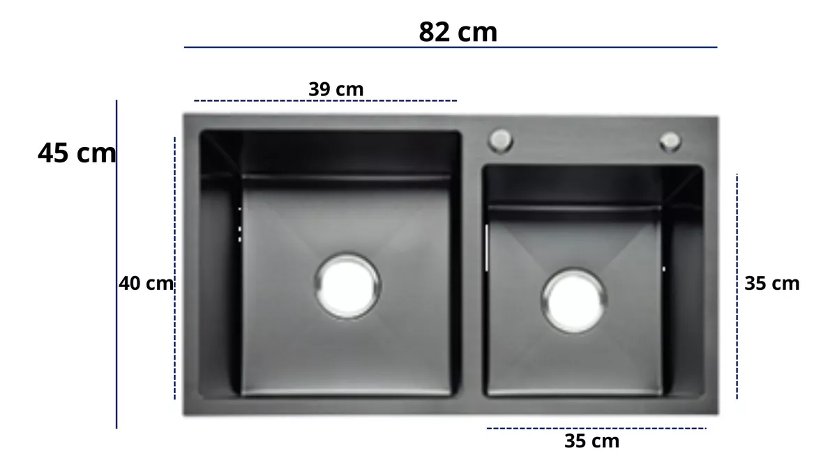 Tarja Doble Tina En Acero Inoxidable 82 Cm X 45 Cm Cocina