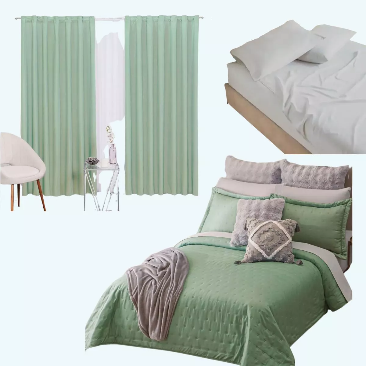 Edredon Ligero King Size Con Sabanas Y Cortinas Concord