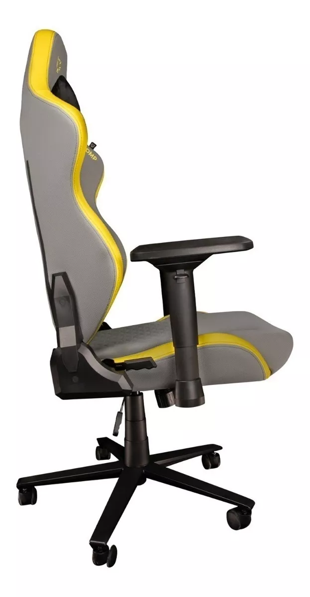 Silla de escritorio Balam Rush Thunder Comp gamer ergonómica  gris y amarilla y negra con tapizado de tela