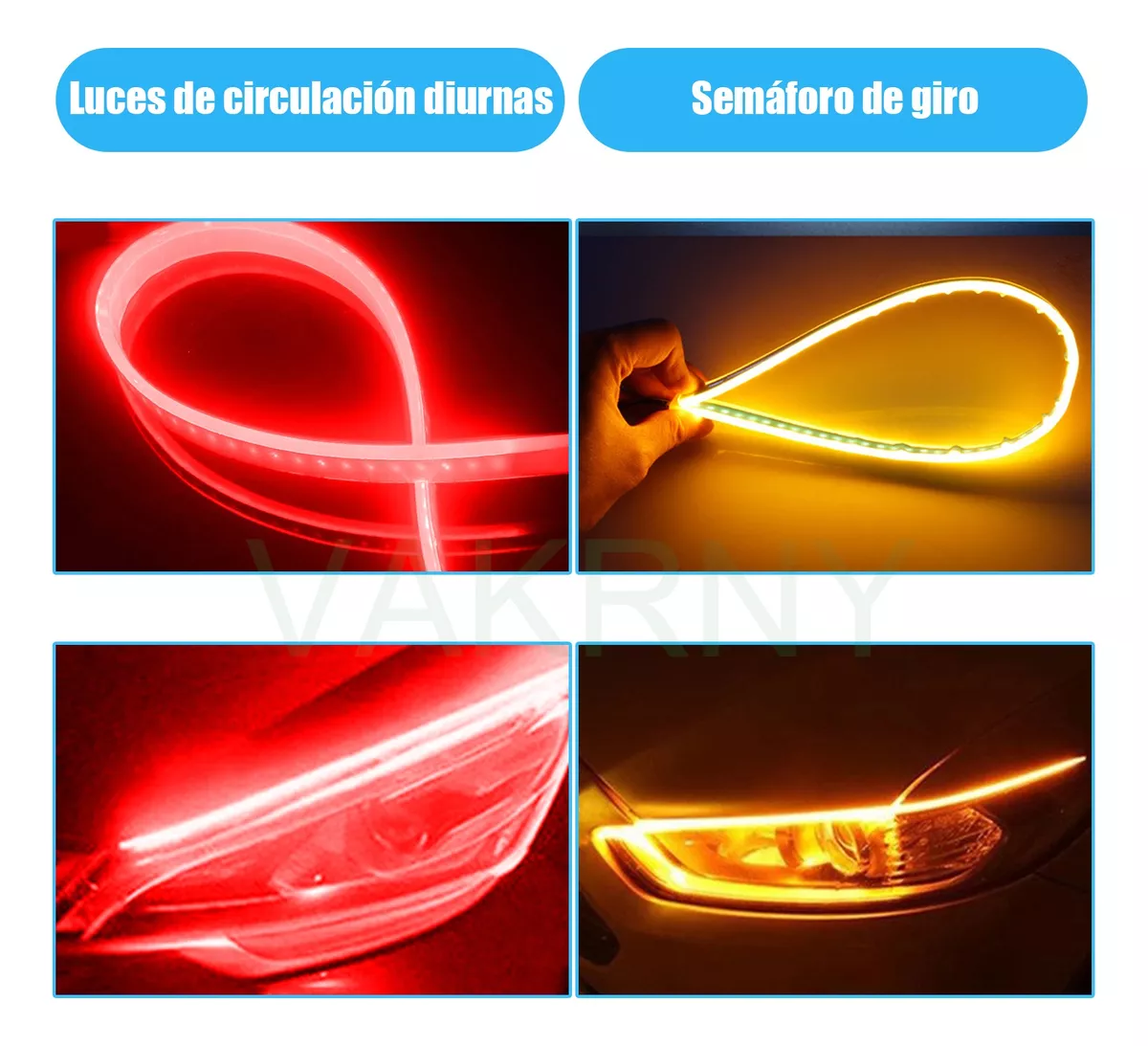 60cm Par Tira Led Drl Flexible Direccional Secuencial Auto
