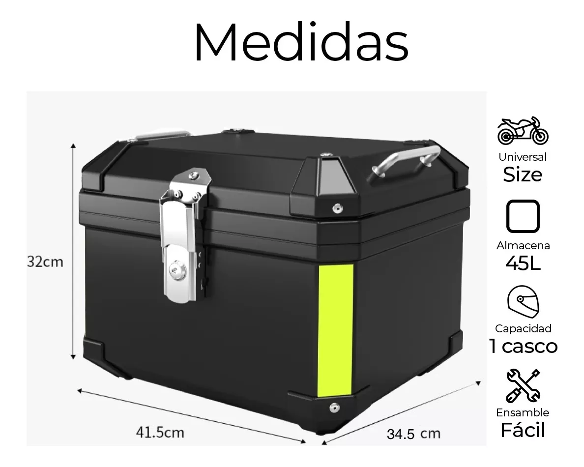 Baul Trasero Caja Para Moto 45l Cajuela Maletero Motocicleta