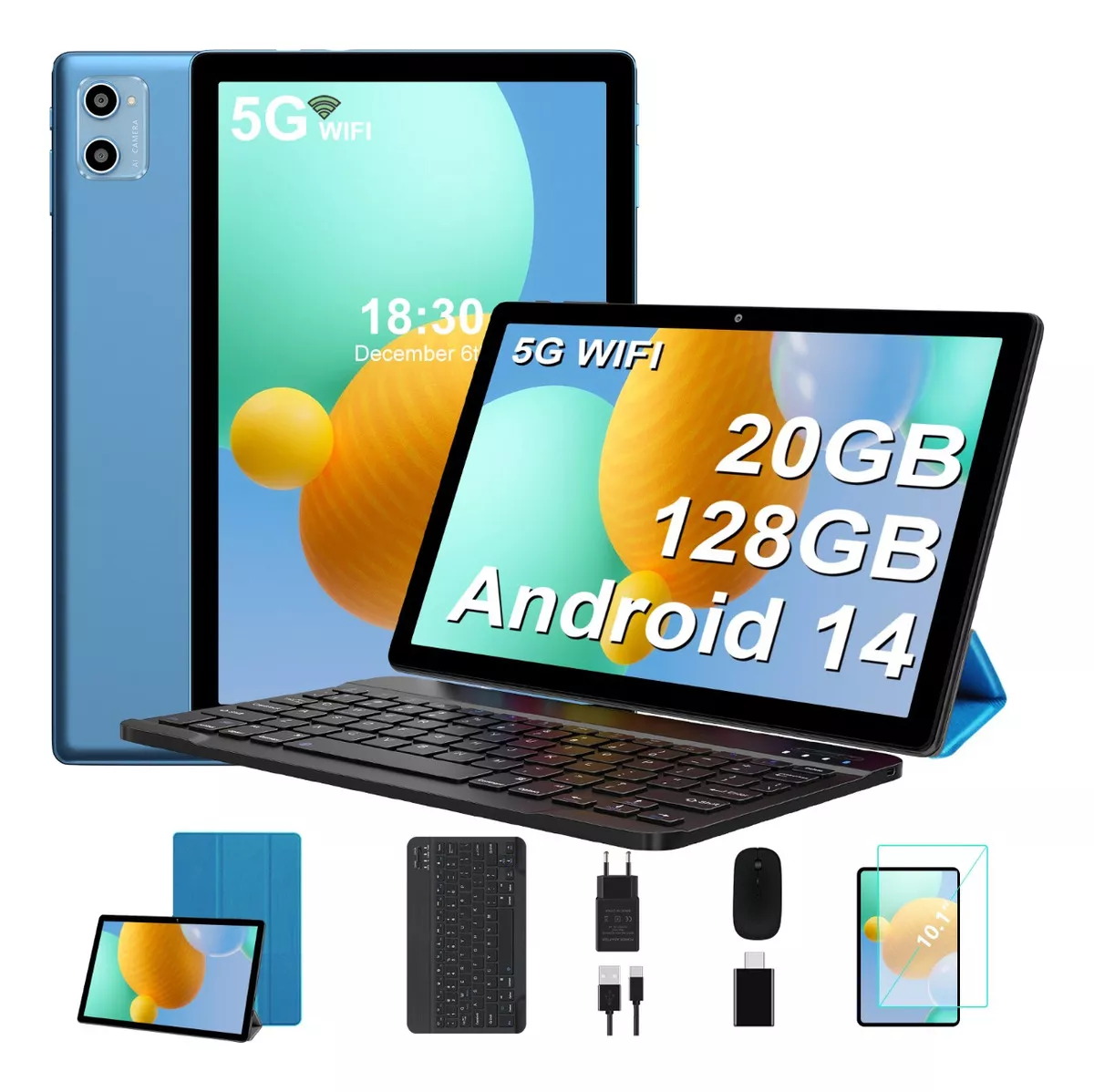 Tablet 20+128gb Android 14 Octa-core Wifi 5g Con Funda Mouse