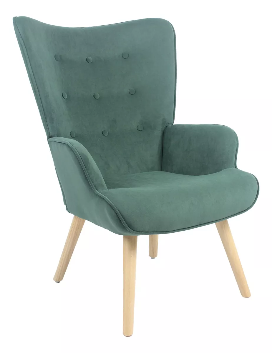 Sillón Individual Top Living Moderno Tapizado Velvet Verde