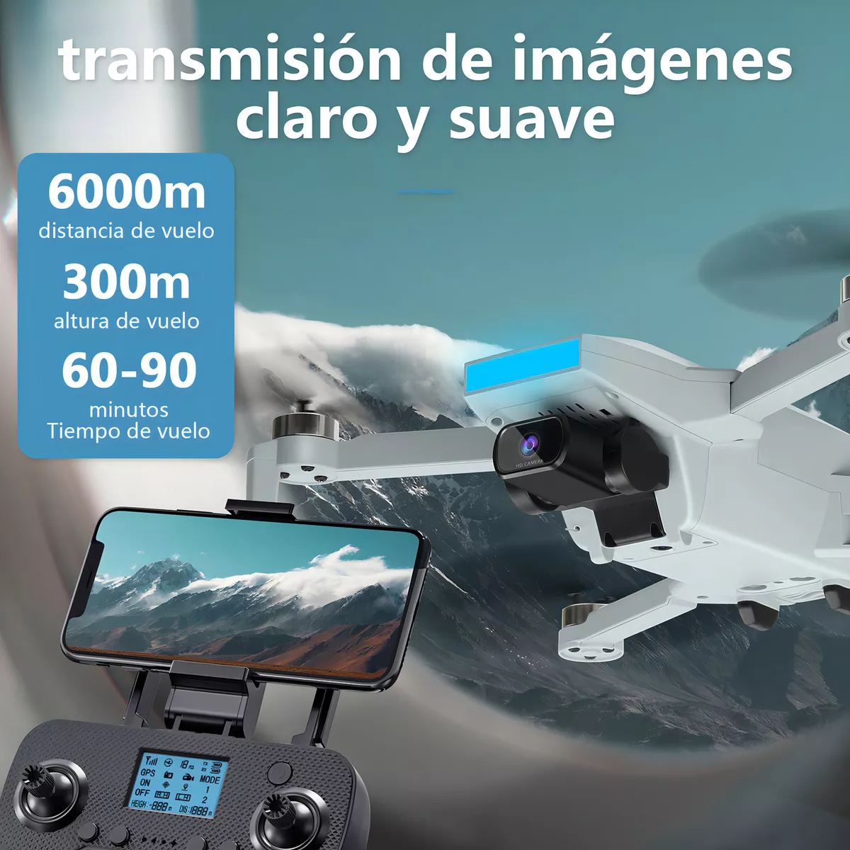 Mini drone Lian Eighty LF007 MAX con dual cámara 8K gris 6GHz 3 baterías