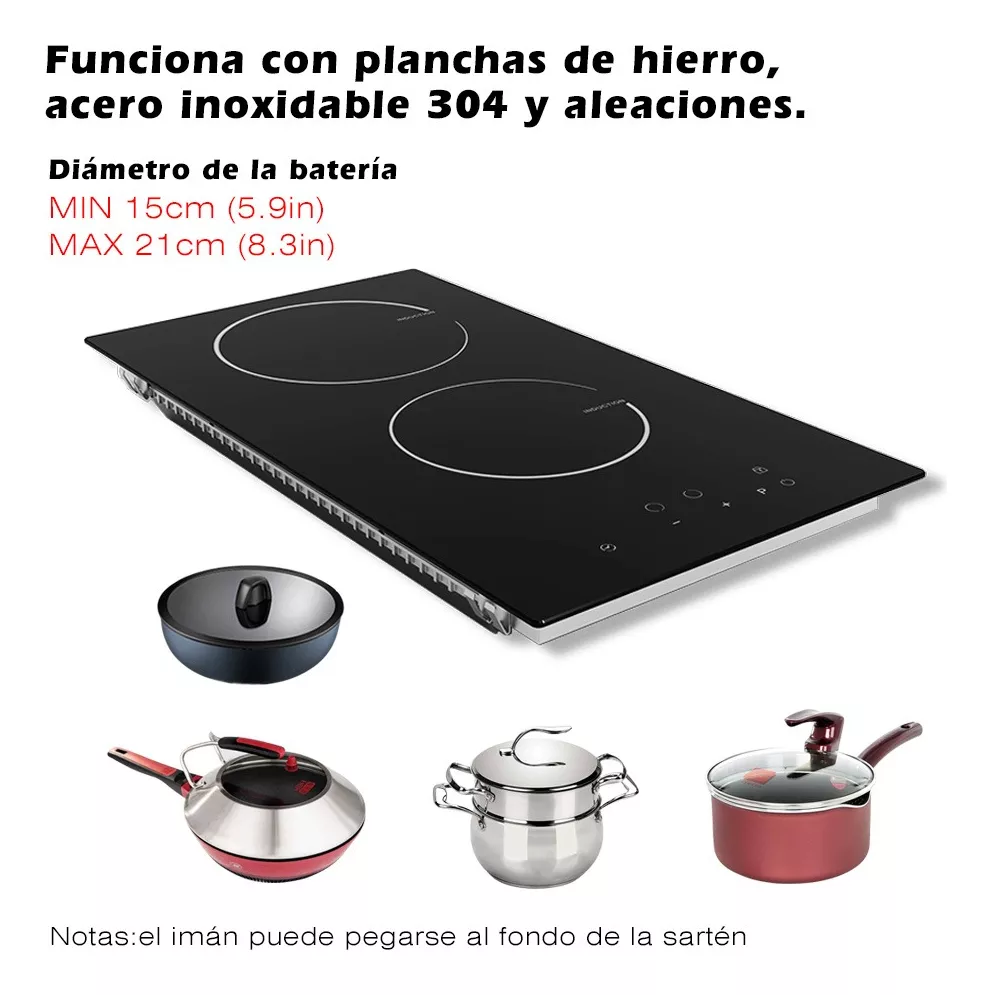 Estufa Eléctrica De Inducción Con 2 Quemadores, 220 V, 3500