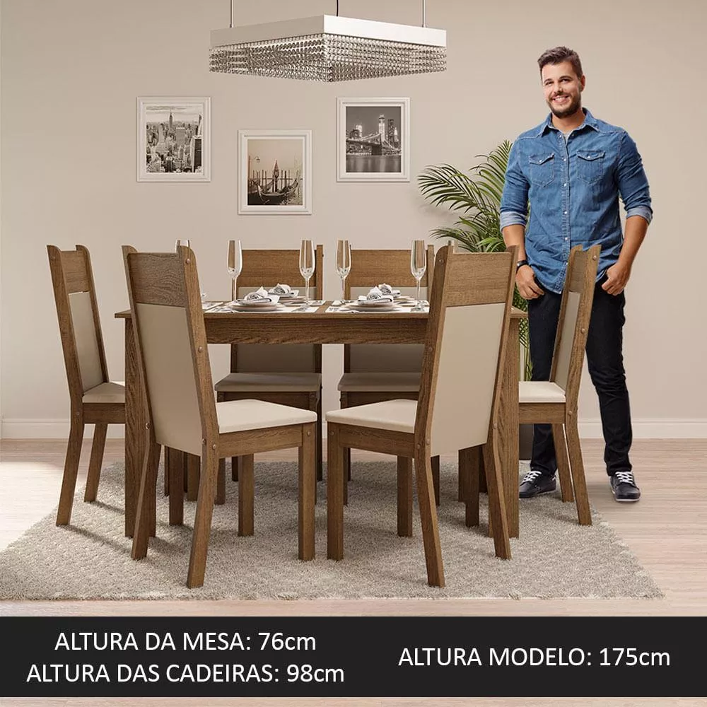 Mesa De Comedor Con 6 Sillas Madesa Jaíne Mc