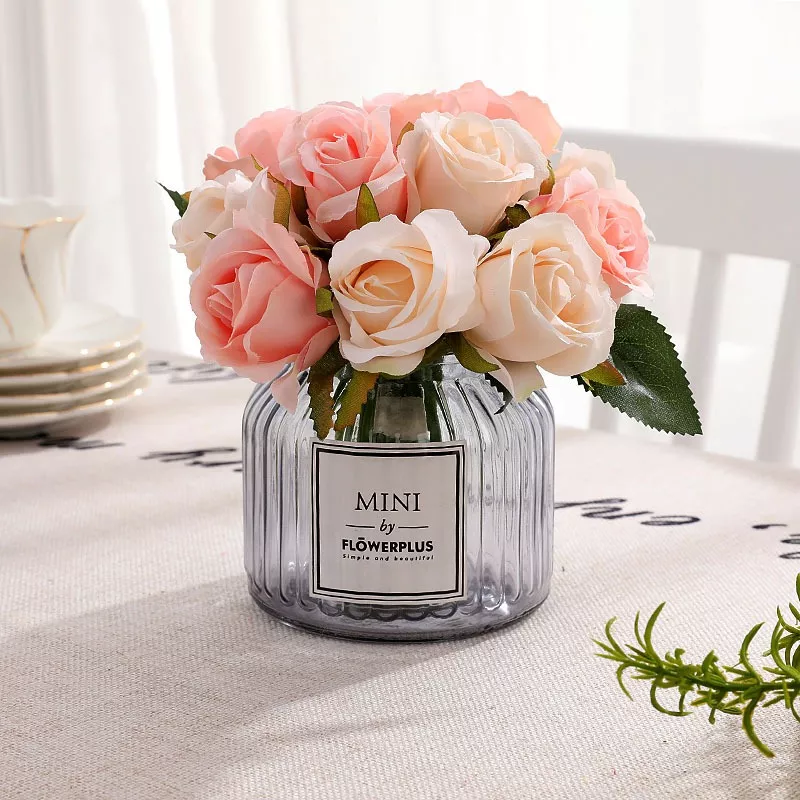 Ramo De Rosas Flores Artificiales Imitación De 24 Piezas