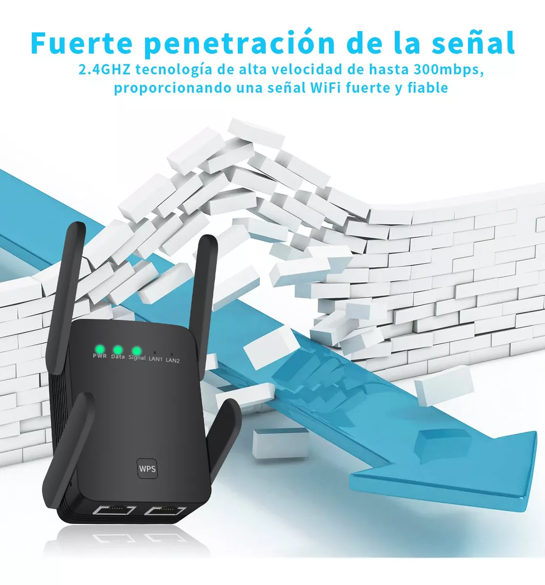 Repetidor Wifi Amplificador Señal 300mbps 110/230v 750 Wps