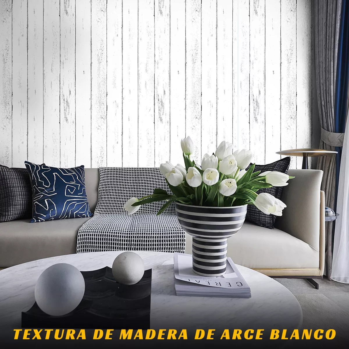 45x1000 3d Papel Tapiz Pared Adhesivo Madera Cocina Blanco