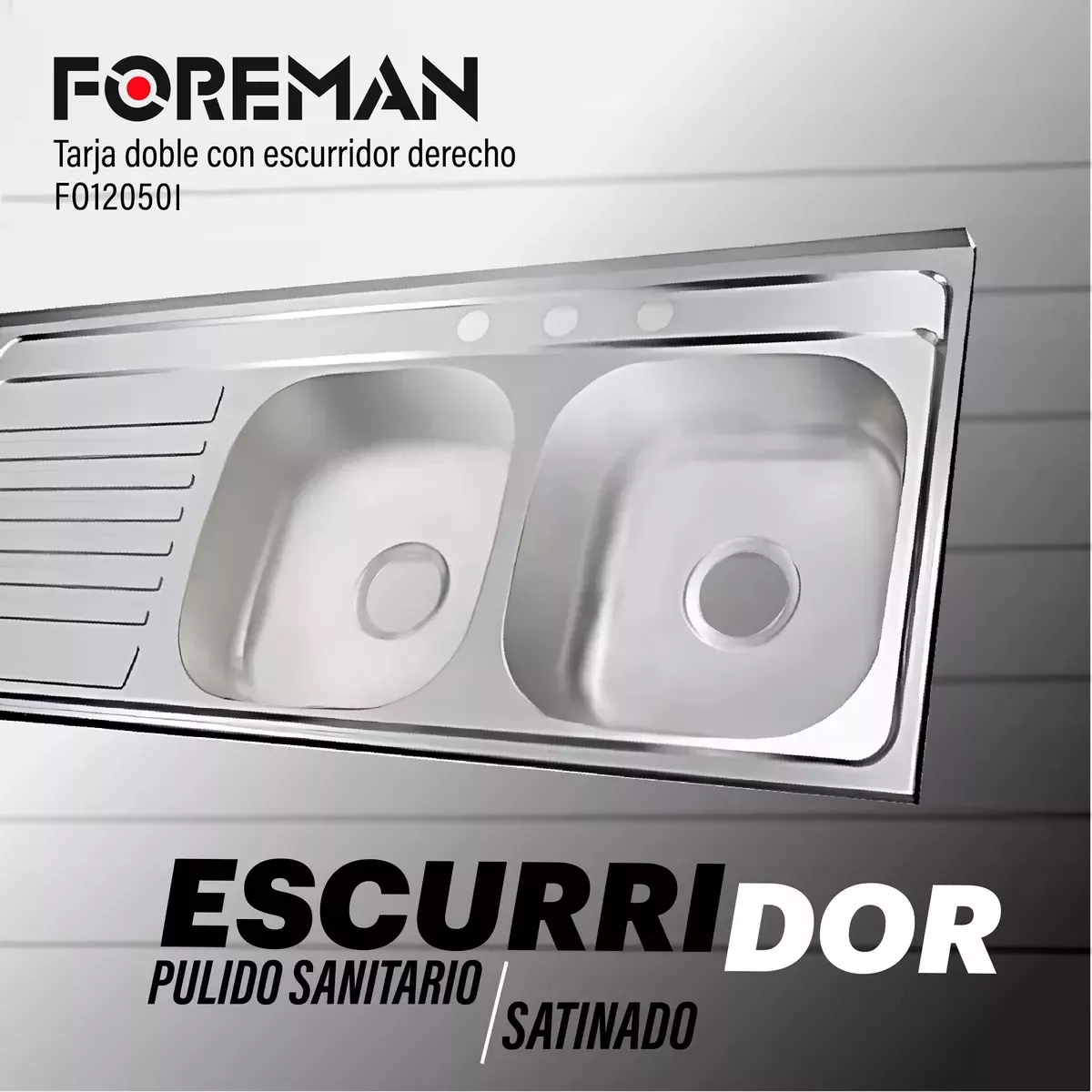 Tarja Fregadero Acero Inoxidable Doble Escurridor Cocina