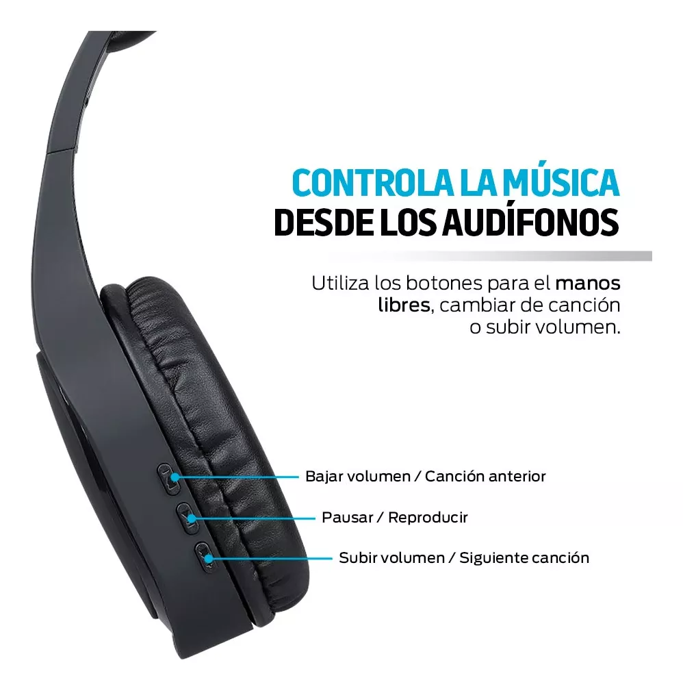 Redlemon Audífonos Bluetooth Inalámbricos High Definition Tipo Diadema, Batería de Larga Duración, Aislamiento de Ruido Externo, Cable Auxiliar 3.5mm para Conexión Alámbrica, Micrófono Manos Libres