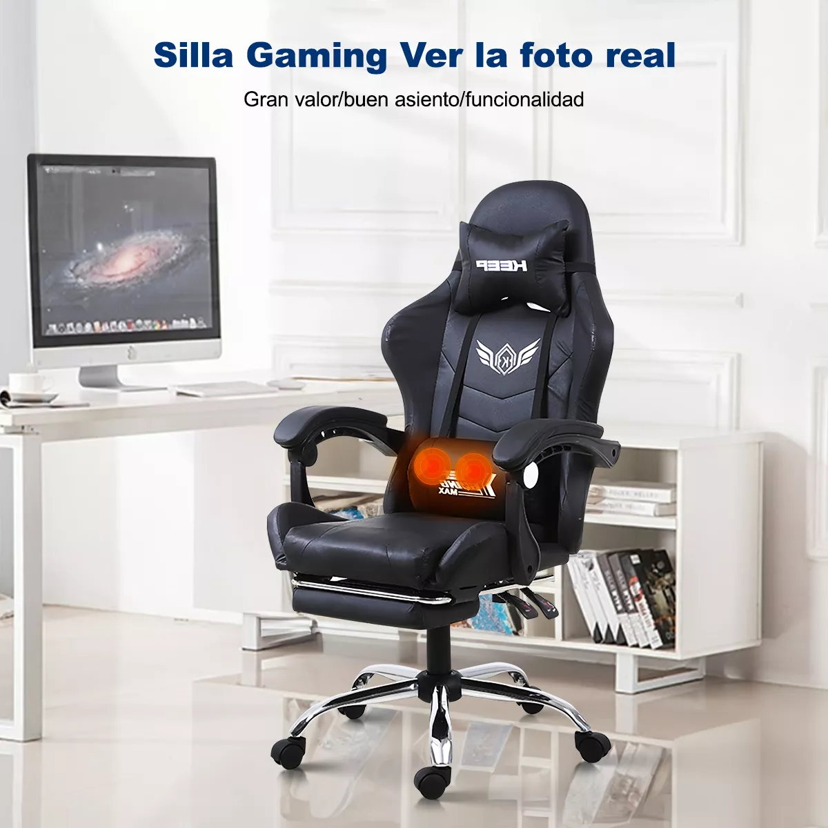 Silla De Escritorio Gamer Ergonómica Con Masaje Lumbar