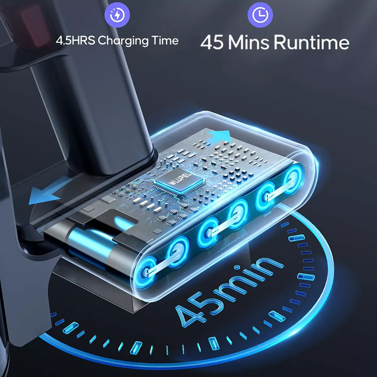 Aspiradora De Mano 45 Minutos 33kpa Inalámbrica Potente 8en1