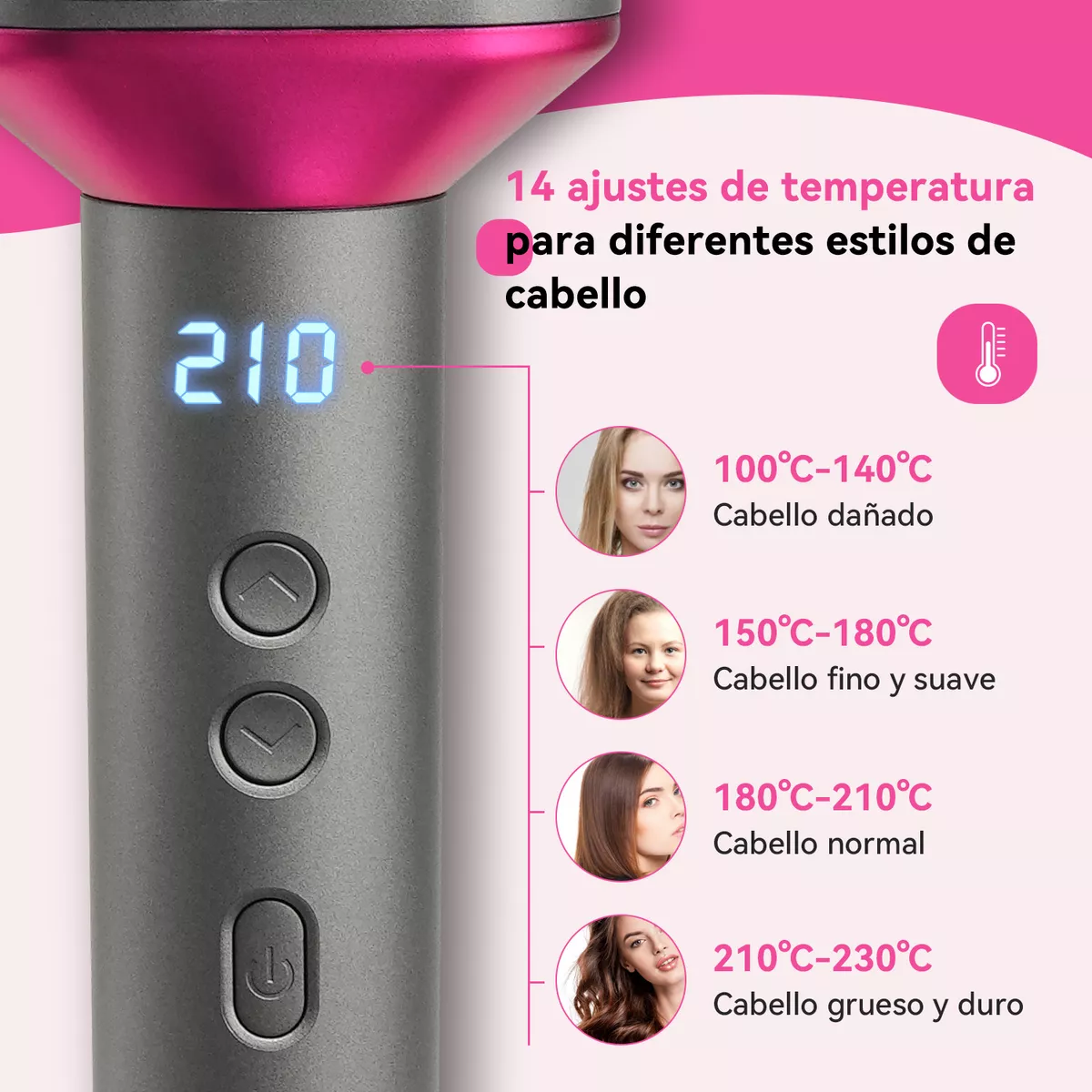 Cepillo Alaciador Electrico Cabello Alisador Iones 14 Modos