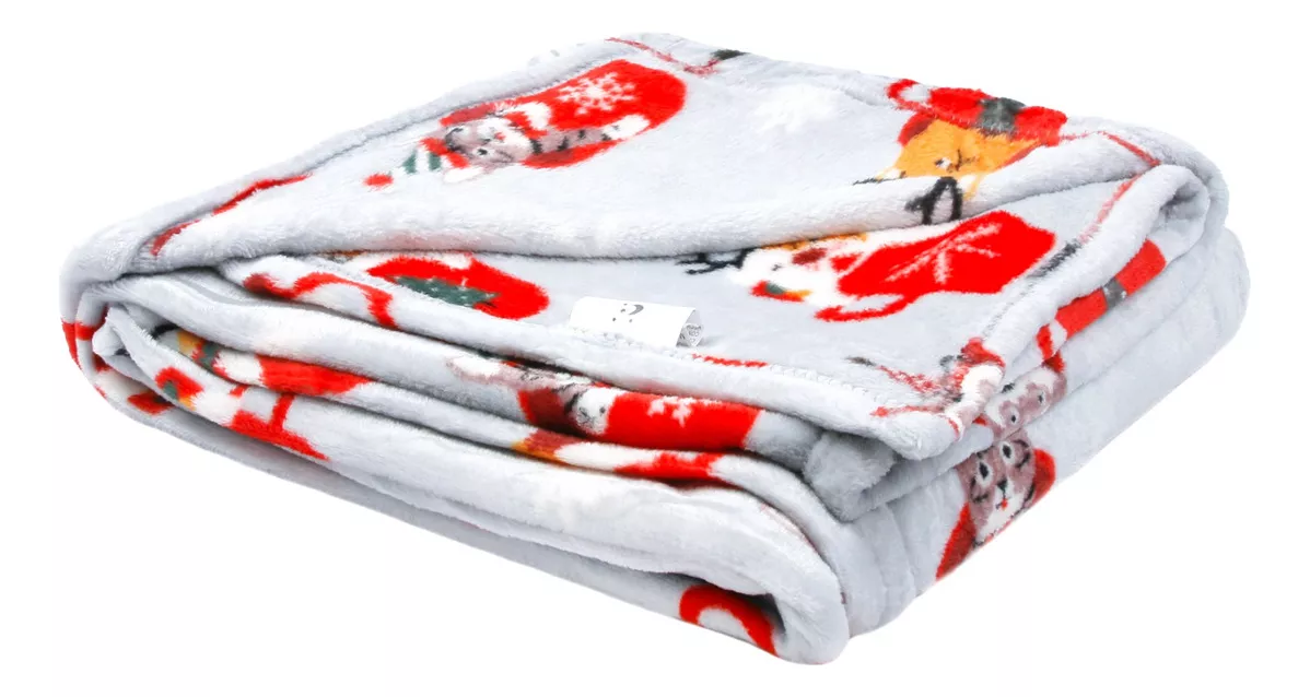 Cobija Navidad Frazada Navideña Familiar Suave 1.50 X 1.25m Color Mascotas Gris