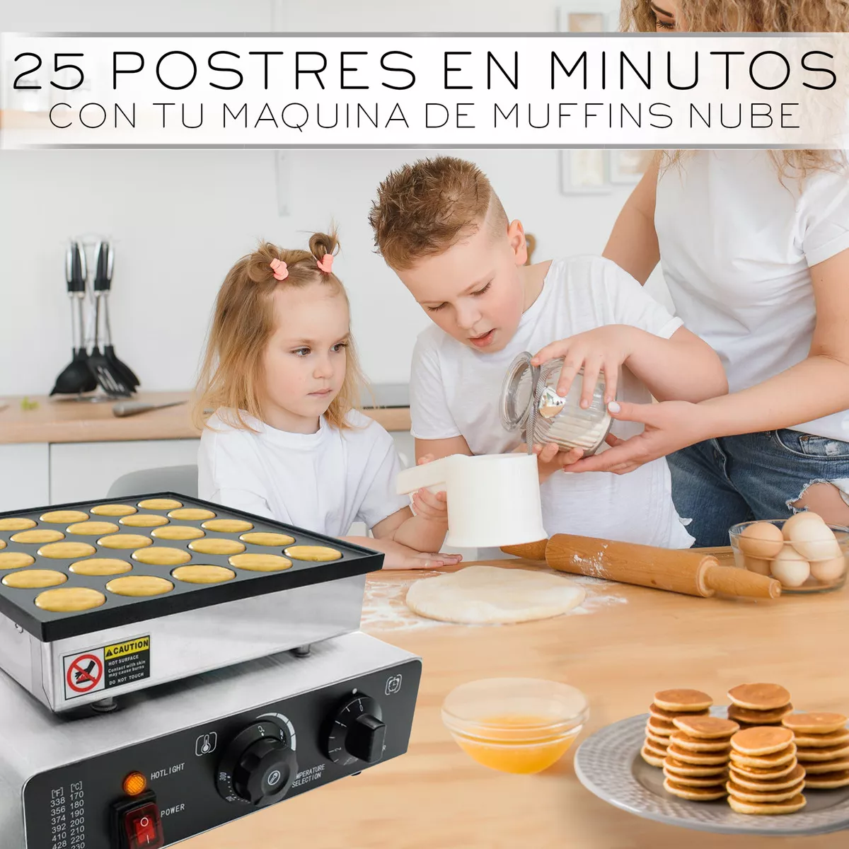 Maquina Electrica Industrial Mini Hotcakes 25 Piezas Comercial Muffins Pancacke