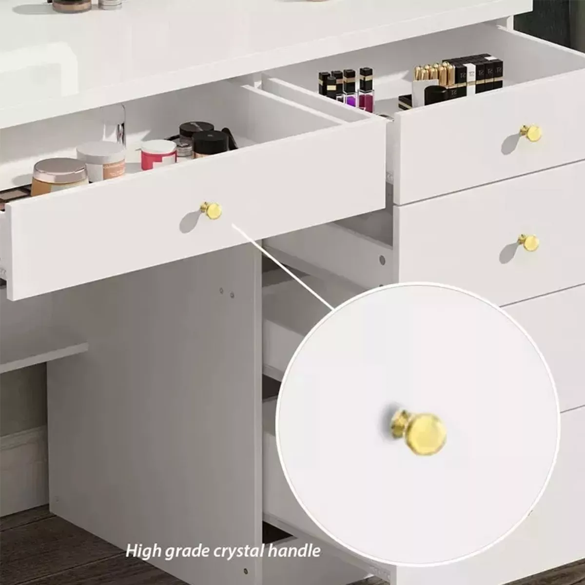 Tocador Vanity Multifuncional Moderno Con Espejo Led Y Banco