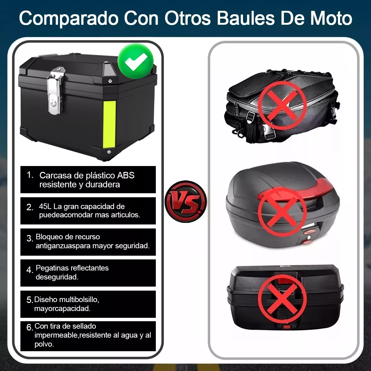 Baul Trasero Caja Para Moto 45l Cajuela Maletero Motocicleta