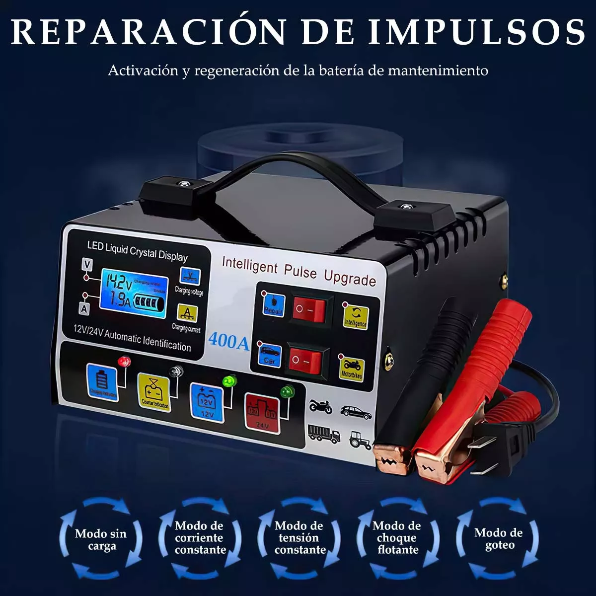 Cargador De Batería Inteligentes Automático 12/24v Auto