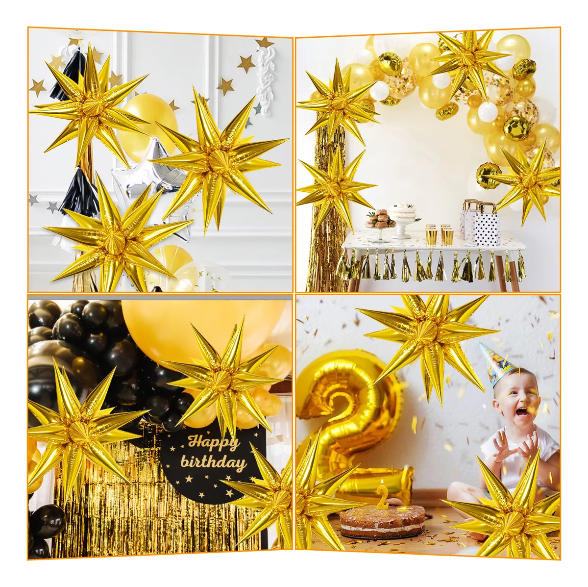 10pzs Globos Estrella Picos Para Cumpleaño Decoracion Fiesta