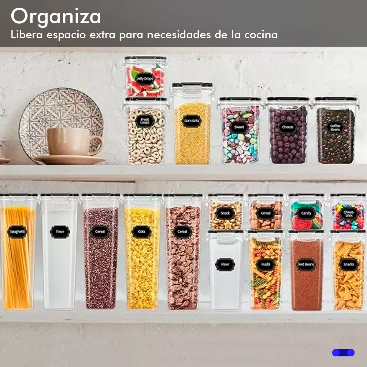 Recipientes Herméticos Para Almacenamiento De Alacena Chefs Path CP-Tall Negro